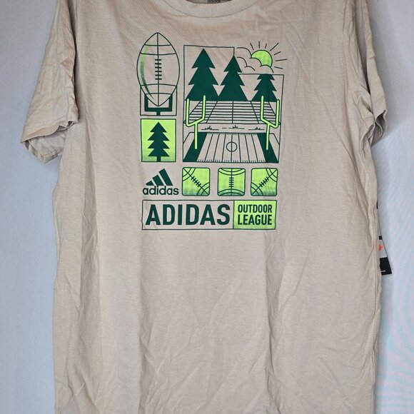 Adidas Boys Outdoor Court Tee in Tan, various sizes, NWT - Picture 2 of 5